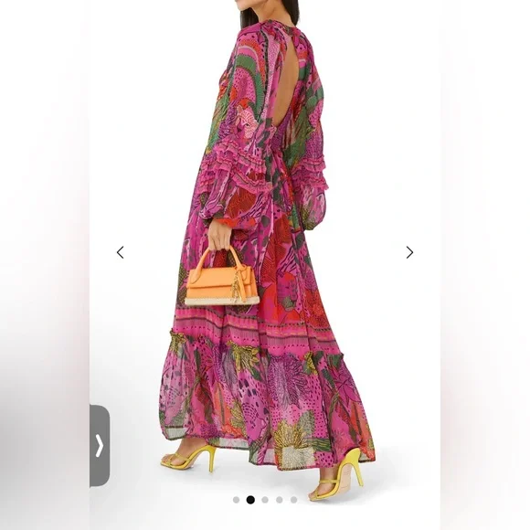 Farm Rio x Anthropologie Cool Leopard Long Sleeve Maxi Dress size XXS NWT - Picture 2 of 16